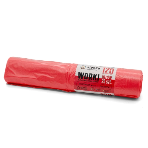 Worki na odpady 120l czerwone LDPE a'25 szt