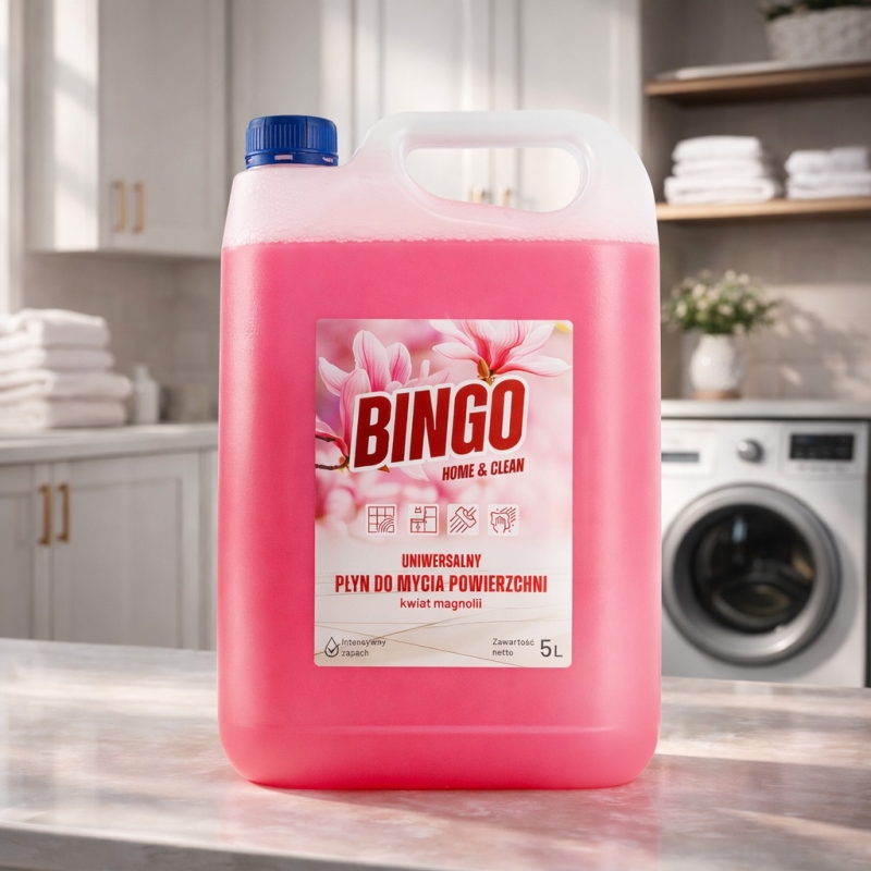 Uniwersalny płyn Bingo, zapach  Kwiat Magnolii 5l-4bbc47e7cdebf57b5091468d831f88b7