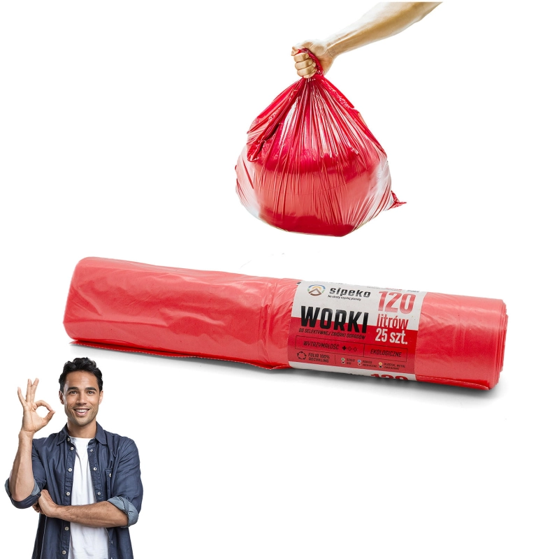 Worki na odpady 120l czerwone LDPE a'25 szt-0ad5efc989782b35b640c41269dc997a