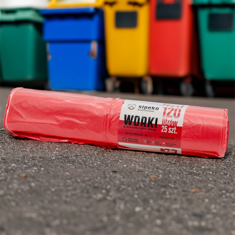 Worki na odpady 120l czerwone LDPE a'25 szt-a7c77df9c868561d5fe171685775ab92