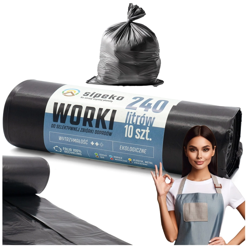 Worki na odpady 240l czarne LDPE a'10 szt-15ccdb92d81d89883da6dfaaa135b644
