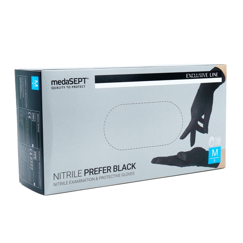 Rękawice nitrylowe bezpudrowe czarne M a100 -589af8c77b7f87c82a3b7371526edfb5