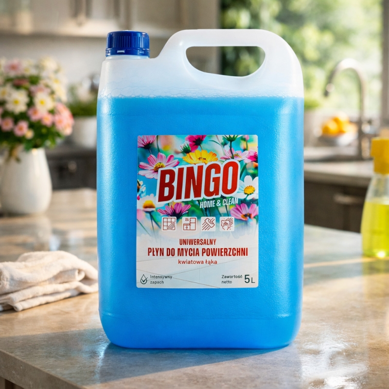 Uniwersalny płyn Bingo Kwiatowa Łąka 5l-91dd3f0363f1165e4d05b132a113997c