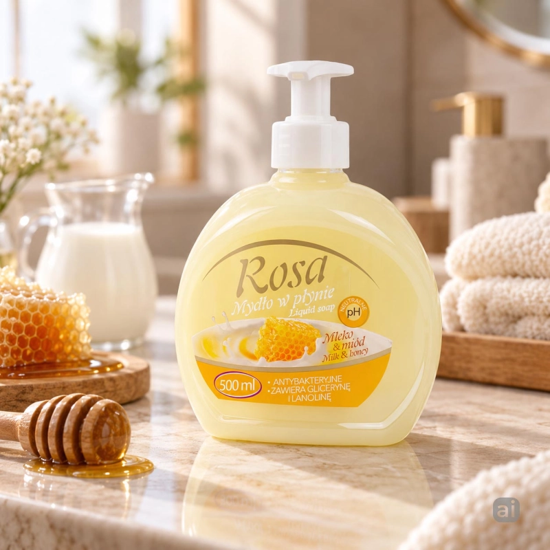 Mydło w płynie z dozownik 500 ml Rosa Mleko i miód-2246155ec41daa93c7db4516b62b3ddc