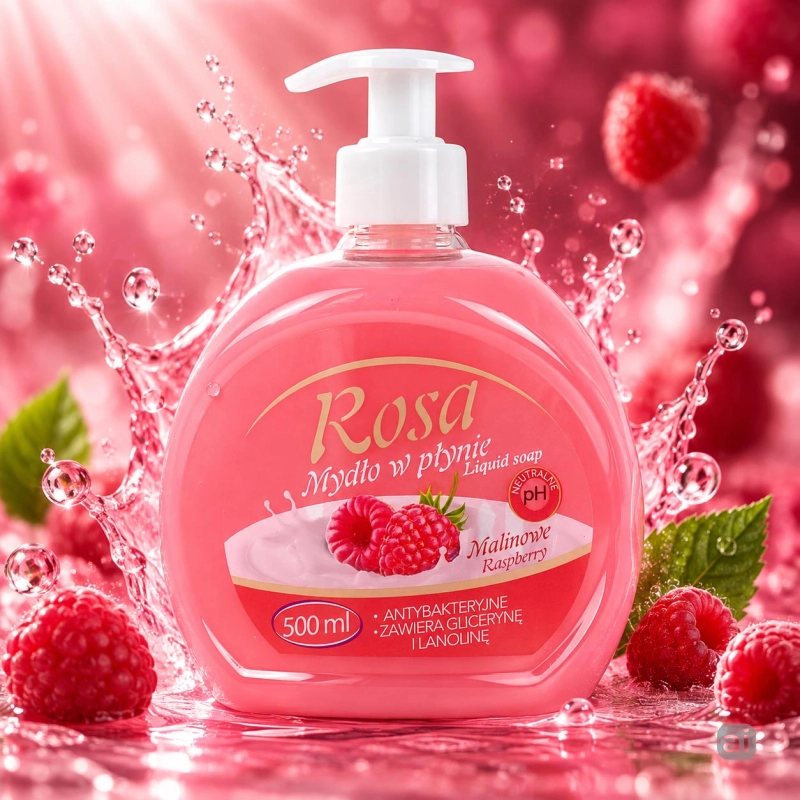 Mydło w płynie z dozownikiem 500 ml Rosa Malina-4a2141aef34411764ac7e70e301ea00c