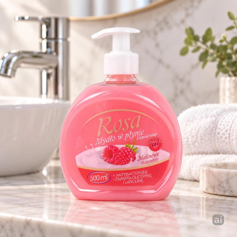 Mydło w płynie z dozownikiem 500 ml Rosa Malina-d8b9250ad6c63cf7946c59aa5193b377
