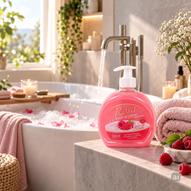 Mydło w płynie z dozownikiem 500 ml Rosa Malina-1d093a706c48b16fc290bac158dfc4ed
