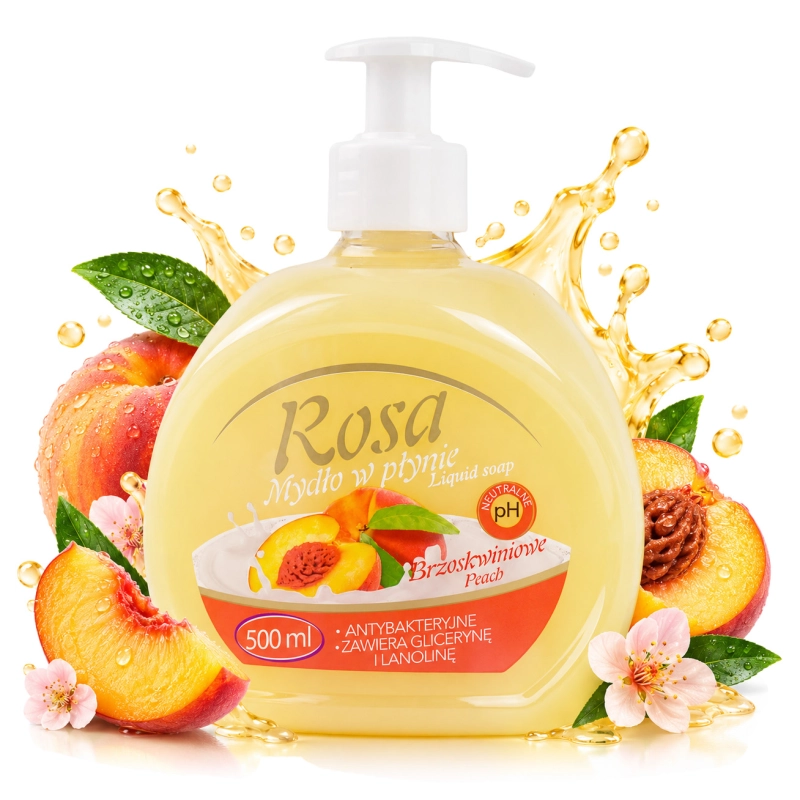Mydło w płynie z dozownik 500 ml Rosa Brzoskwinia-76ebd89165fe163abb33e9e468756322