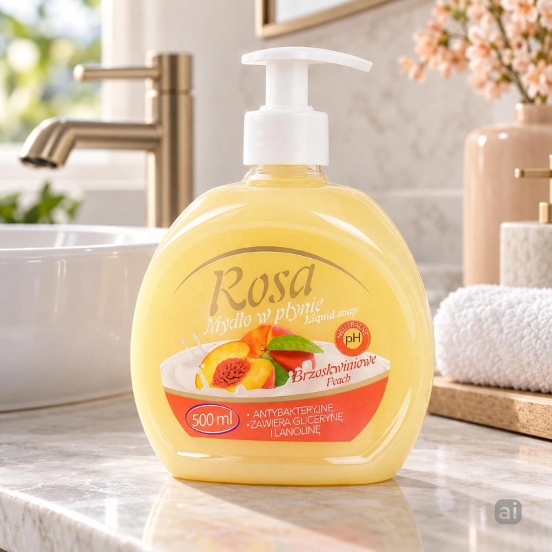 Mydło w płynie z dozownik 500 ml Rosa Brzoskwinia-8de4a8311b02e36baeead2c74f52997f