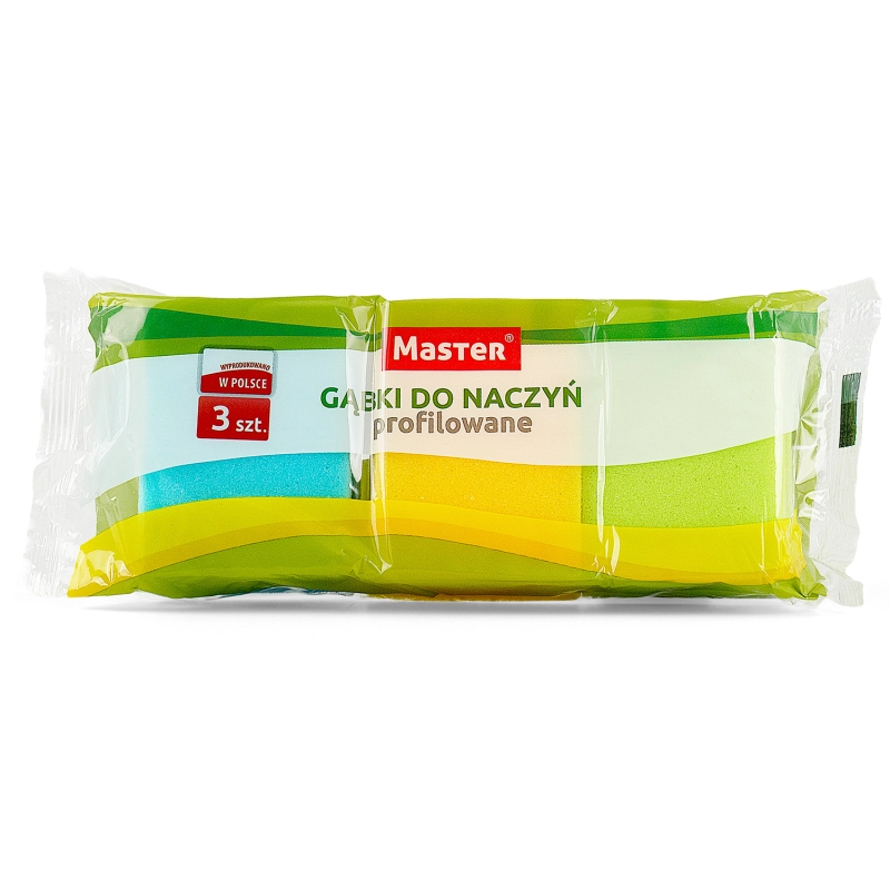 Gąbki do naczyń, zmywaki profilowane Master, 3 szt.-41b94884be174a01053e18972a9530eb