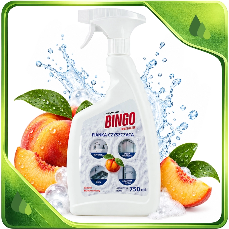 Bingo pianka do łazienek 750 ml zapach brzoskwini -302f38e17bbd66e1d479c01e1039e684