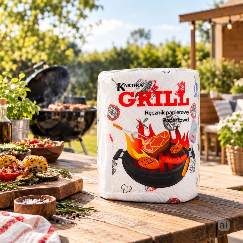Ręcznik papierowy Kartika Grill Decor, 3-warstwowy, 210 listków-e3e5ead28ddca5d9cbecd37520ec45c3