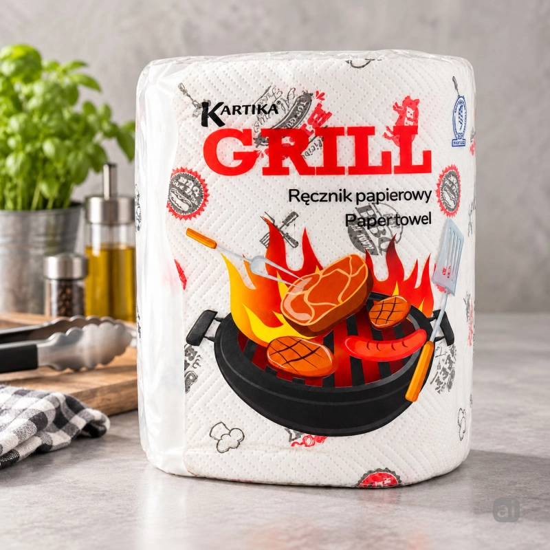 Ręcznik papierowy Kartika Grill Decor, 3-warstwowy, 210 listków-435472bff424bac98ccb686addbbc170