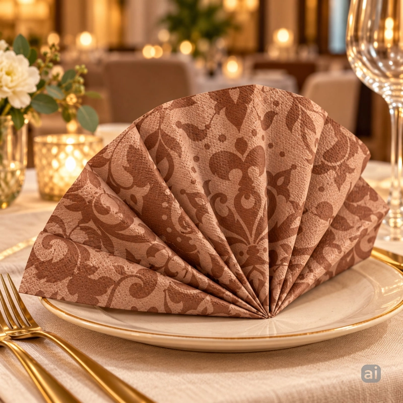 Serwetki Decosoft Victorian brązowe 40x40 cm, 50 szt., składane 1/4-b8d73b5f7580a6b2f2e1394504190ef4