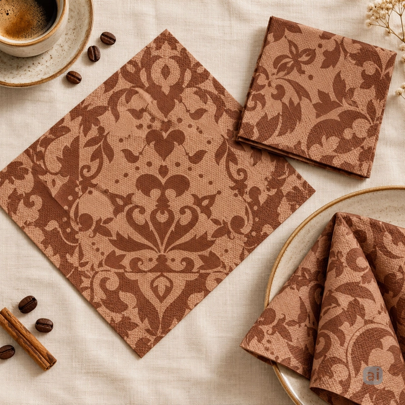 Serwetki Decosoft Victorian brązowe 40x40 cm, 50 szt., składane 1/4-8dc09e6056fda72297cea9c6bf81bf4e