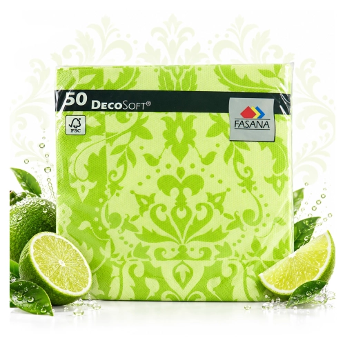 Serwetki Decosoft Victorian 40x40 cm limonkowe, 50 szt.