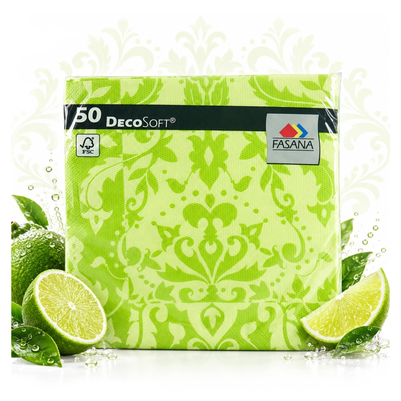 Serwetki Decosoft Victorian 40x40 cm limonkowe, 50 szt.-57d6def6dd2a02c0c74c1017c1d6a998