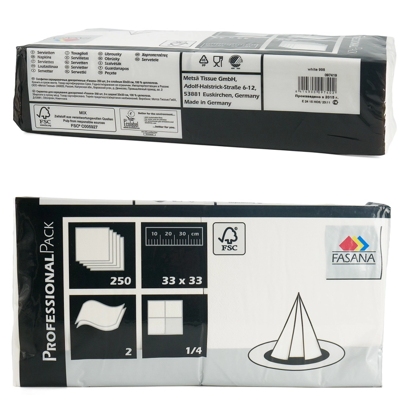 Serwetki Fasana Lunch 2-warstwowe 33x33 cm białe, 250 szt.-8cf44388b2290d17c188ebc178cb7b20