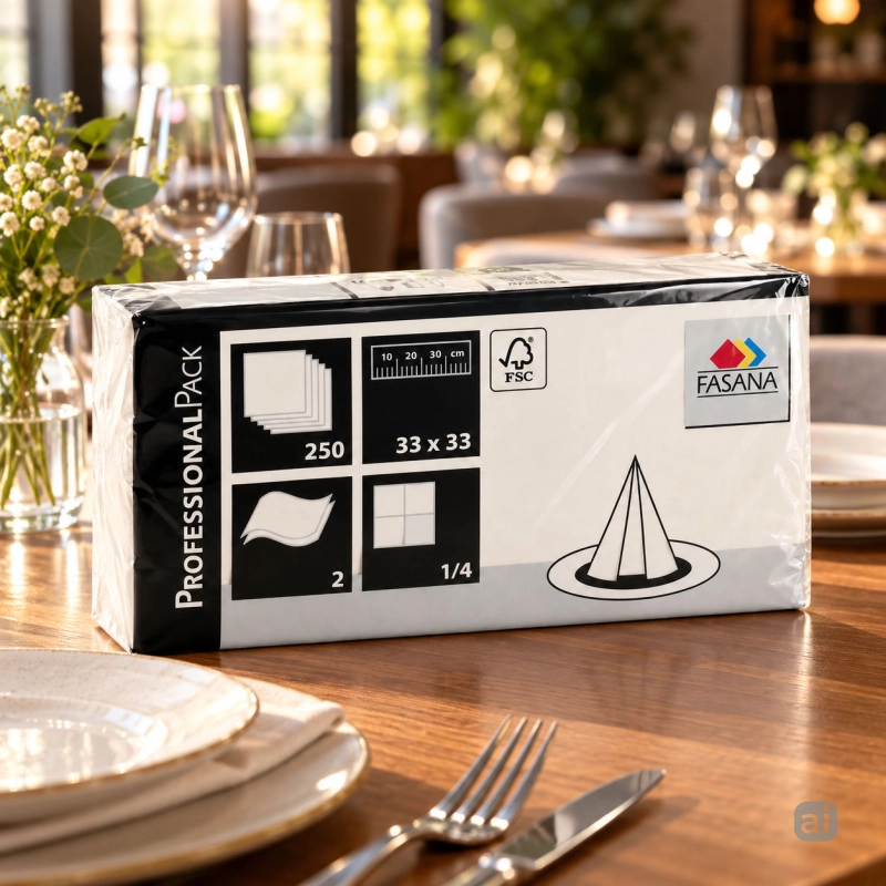 Serwetki Fasana Lunch 2-warstwowe 33x33 cm białe, 250 szt.-1df19a733d253976e1ec92261b70d237