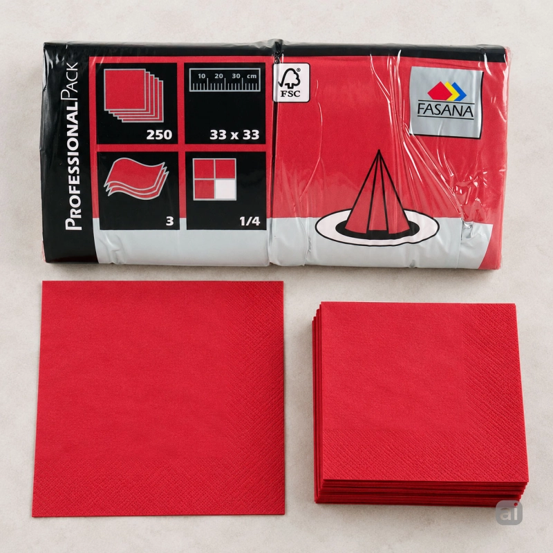 Serwetki lunchowe papierowe 33x33, 3-warstwowe, czerwone, 250 szt.-f46f9bb03032566abfd9fde0a644dcc2