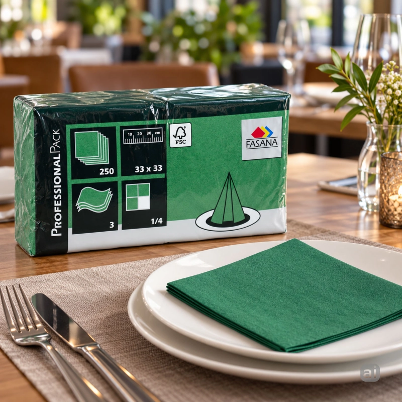 Serwetki gastronomiczne Fasana 33x33 cm 3-warstwowe zielone 250 szt.-7f4a6f79b7fc03ad353a5a40c25ffac0