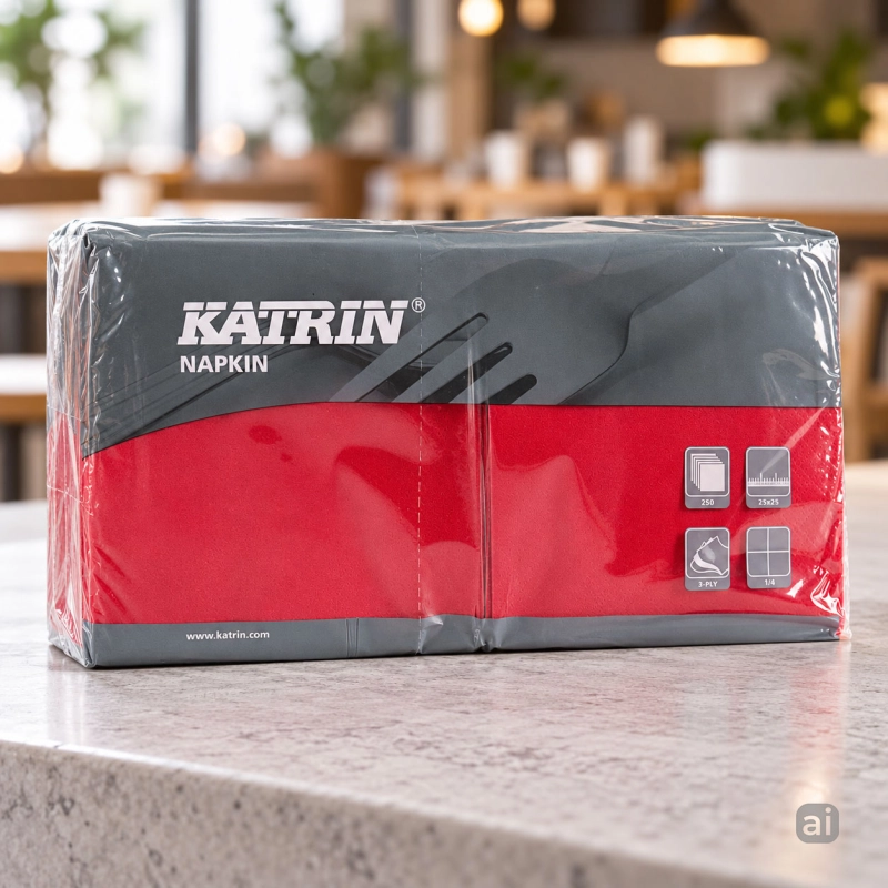 Serwetki papierowe Katrin 25x25 cm 1/4, 3-warstwowe, czerwone, 250 szt.-5217023e0111da874d46392e8712d3ad