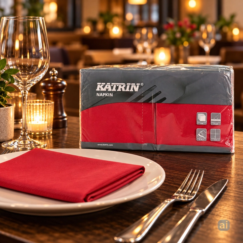 Serwetki papierowe Katrin 25x25 cm 1/4, 3-warstwowe, czerwone, 250 szt.-d20de67f021ef05d8468cedea42a28bb