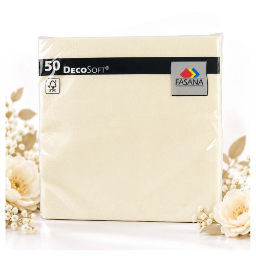 Serwetki FASANA DecoSoft Uni kremowe 40 × 40 cm, 50 szt.