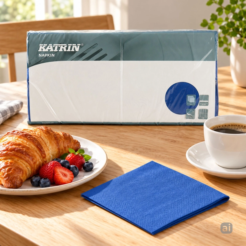Serwetki Katrin 40 × 40 cm, 2-warstwowe, niebieskie, 250 szt.-66e838cadefc871492a0dcb32ffd739f