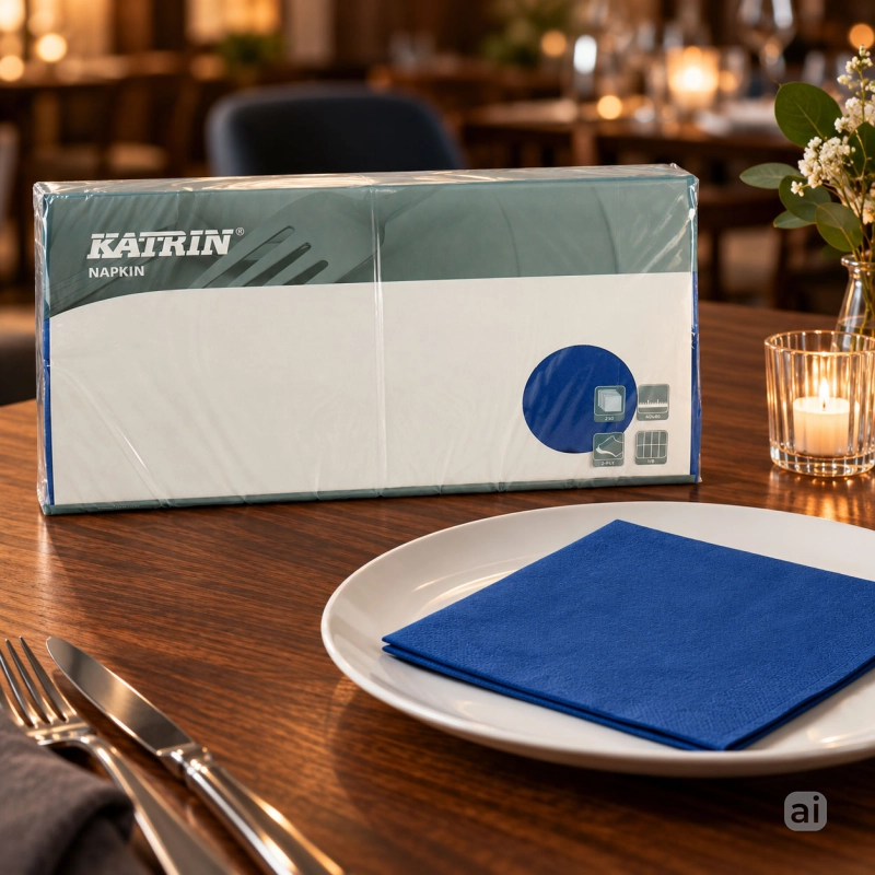 Serwetki Katrin 40 × 40 cm, 2-warstwowe, niebieskie, 250 szt.-be310ff5bf2f64cd4526154c1ea1658c