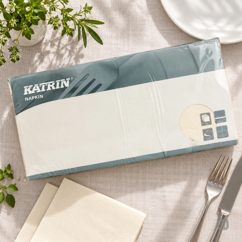 Serwetki Katrin Dinner 40x40 cm, 2-warstwowe, kremowe, 250 szt.-ab9e2c1aa7fce43d11a15082f6bbf601