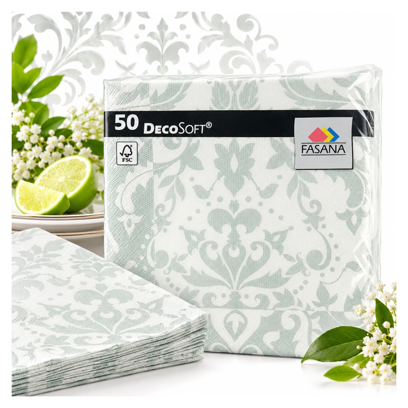 Serwetki gastronomiczne Decosoft Victorian 40x40 cm białe 50 szt.-f2444ef00bffc9dfa6557b7116dc40ac