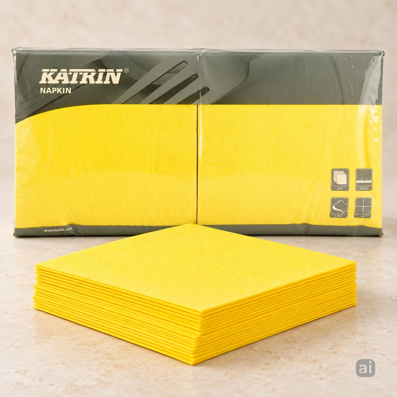Serwetki Katrin Lunch 33x33 cm, 2-warstwowe, żółte, 250 szt.-ffe5d5d9ad6f16bca636dace58d5dc30