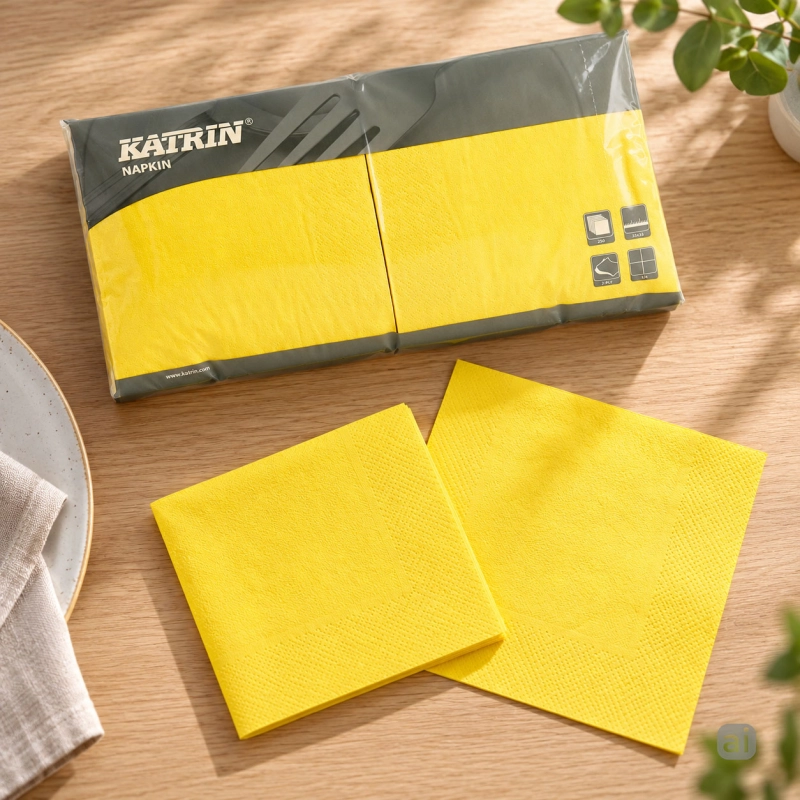 Serwetki Katrin Lunch 33x33 cm, 2-warstwowe, żółte, 250 szt.-ec7c45fab39b5c6daea6ea9d85b24b4a